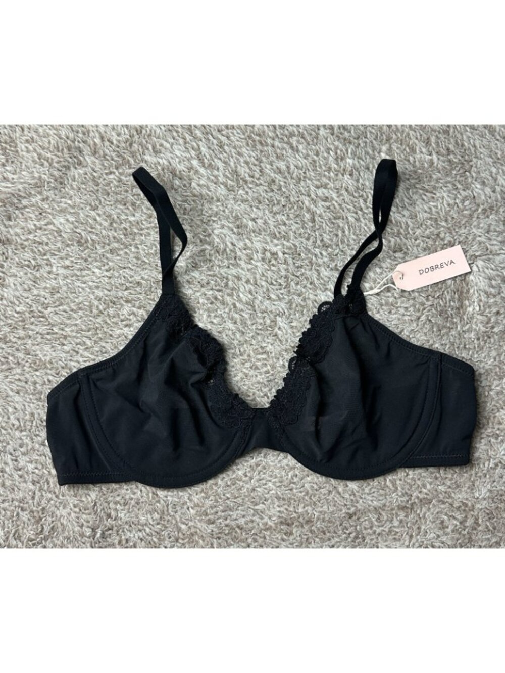 Dobreva Women’s Black Sheer Unlined Lace Underwire Bra Size 34c Nwt Sf2202201 — image 2 of 8